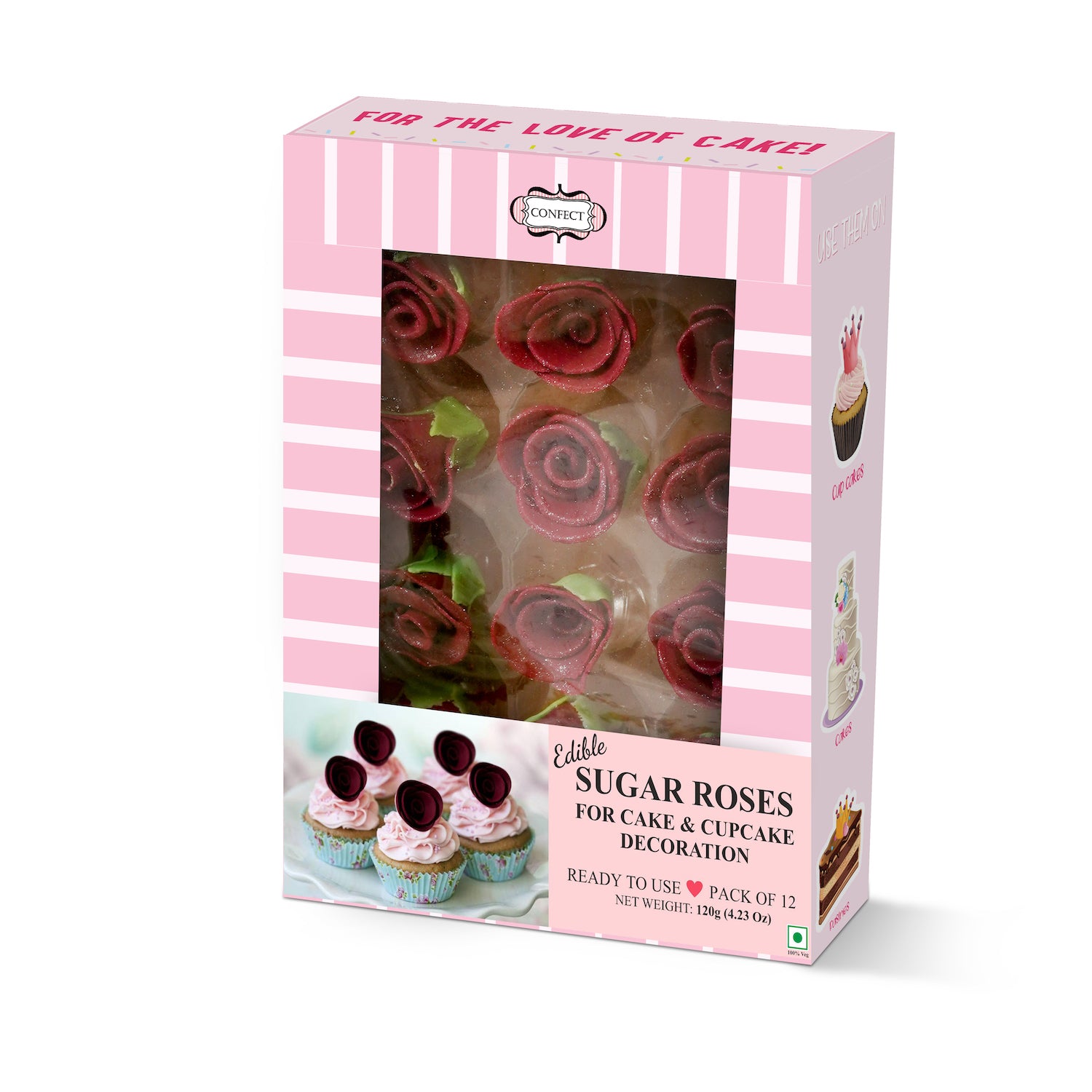 Sugar Roses for Cake & Cupcake Decoration Burgundy 120 gms