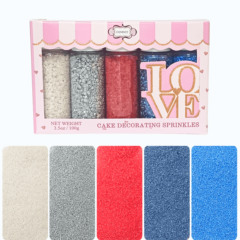 Mix Red, White, Blue & Silver Patriotic Sprinkles
