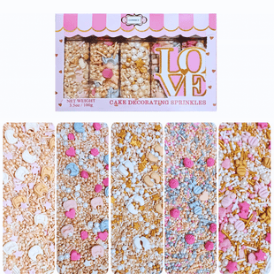 Girls Baby Shower Sprinkles | Mix Heart, Teddy, Baby Feed Bottle & Baby Feet Sprinkles