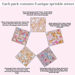 Girls Baby Shower Sprinkles | Mix Heart, Teddy, Baby Feed Bottle & Baby Feet Sprinkles