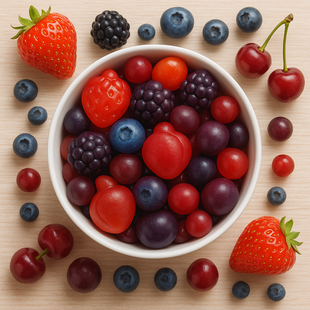 Berry Blast Gummies | Pack of Strawberry, Blackberry, Blueberry, Cranberry, Grape, Cherry Gummies | 300g