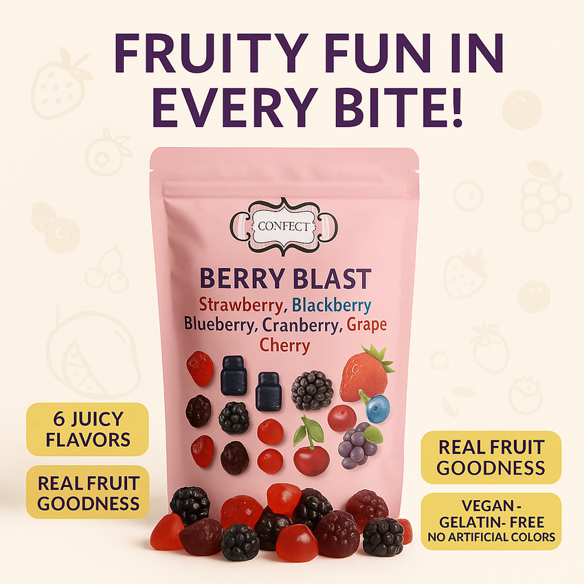 Berry Blast Gummies | Pack of Strawberry, Blackberry, Blueberry, Cranberry, Grape, Cherry Gummies | 300g