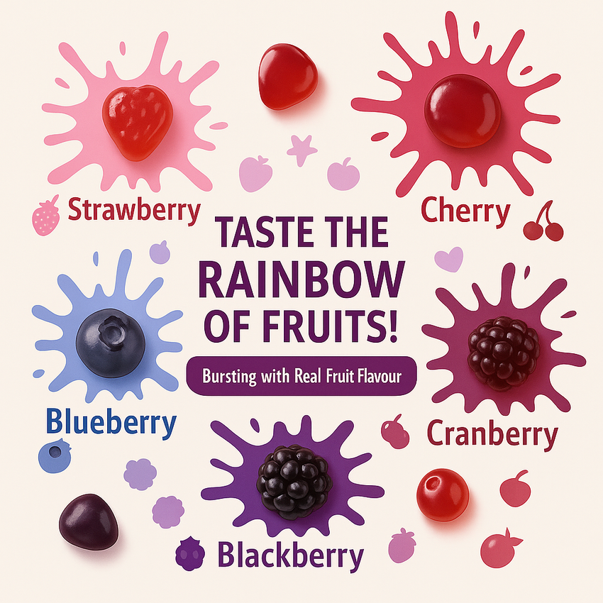 Berry Blast Gummies | Pack of Strawberry, Blackberry, Blueberry, Cranberry, Grape, Cherry Gummies | 300g