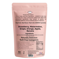 Fruity Classic Gummies | Pack of Strawberry, Watermelon, Grape, Orange, Apple, Banana Gummies | 300g