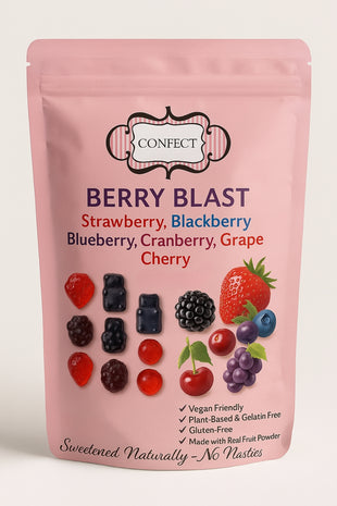 Berry Blast Gummies | Pack of Strawberry, Blackberry, Blueberry, Cranberry, Grape, Cherry Gummies | 300g