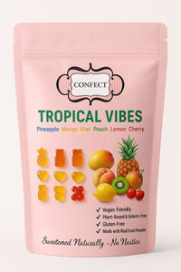 Tropical Vibes Gummies | Pack of Pineapple, Mango, Kiwi, Peach, Lemon, Cherry Gummies | 300g
