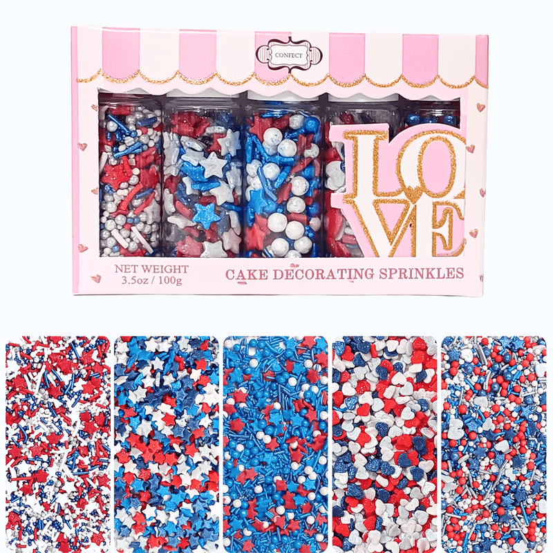 Heart & Star Sprinkles | Pearls & Jimmies | Ultimate Avenger Patriotic Sprinkles
