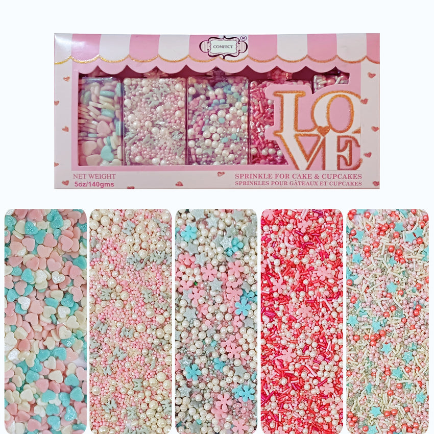 Valentine Sprinkles | 17 Edible Decoration for Baking & Dessert 100 Gms