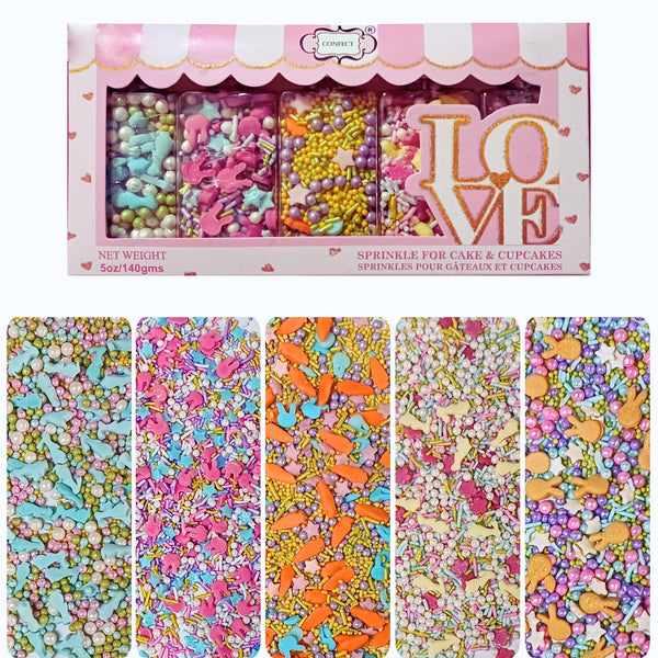 Easter Sprinkles Edible |  Edible Sprinkles Mix for Baking & Cake Pack of 5 (EAST 11) | 140g