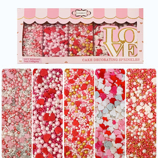 Valentine Sprinkles | 07 Edible Decoration for Baking & Dessert 100 Gms