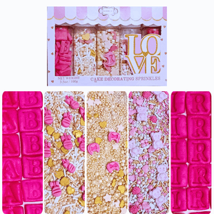 Girls Baby Shower Sprinkles | Mix Heart, Teddy, Baby Feed Bottle & Baby Feet Sprinkles