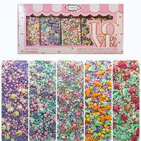 Edible Sprinkles | Mix Red, Pink, Green & Yellow Pearls Pack of 5 (EAST 1) - 100Gms