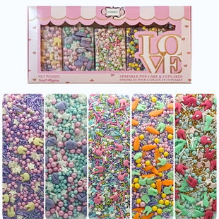 Edible Sprinkles | Mix Red, Pink, Green & Yellow Pearls Pack of 5 (EAST 1) - 100Gms