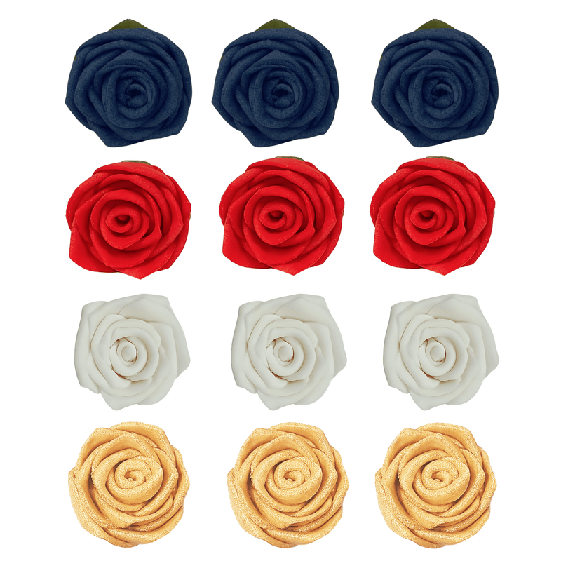 Edible Sugar Roses Cake Toppers - Pack of 12 (03)