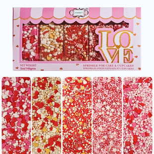 Valentine Sprinkles | 08 Edible Decoration for Baking & Dessert 100 Gms