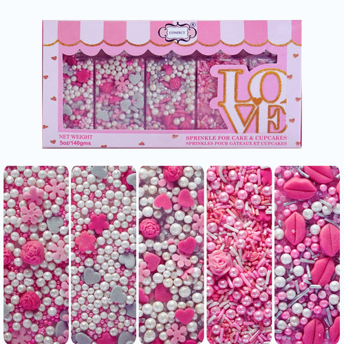 Silver Hearts & White Pearls | Edible Mother's Day Sprinkles