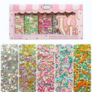 Spring Sprinkles Edible | Vermecelli, Pearls & Stars Sprinkles Pack of 5 (EAST 4) - 100Gms