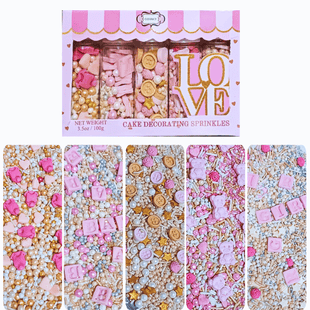 Girls Baby Shower Sprinkles | Mix Heart, Teddy, Baby Feed Bottle & Baby Feet Sprinkles