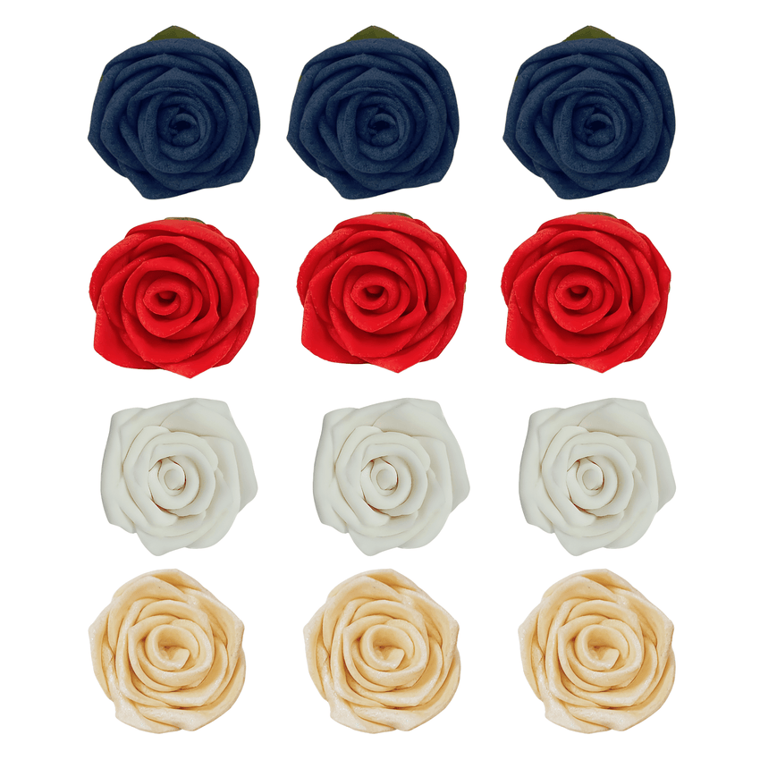 Edible Sugar Roses Cake Toppers - Pack of 12 (02)