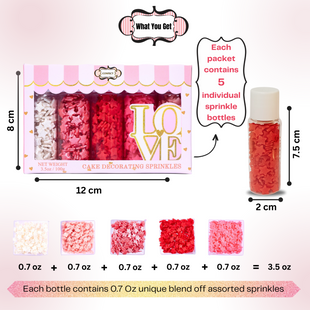 Valentine Sprinkles | 20 Edible Decoration for Baking & Dessert 100 Gms