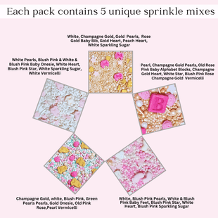 Girls Baby Shower Sprinkles | Mix Heart, Teddy, Baby Feed Bottle & Baby Feet Sprinkles