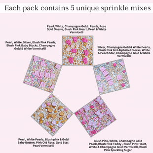 Girls Baby Shower Sprinkles | Mix Heart, Teddy, Baby Feed Bottle & Baby Feet Sprinkles