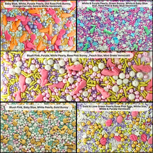 Spring Sprinkles |  5 White, Pink and Sky Blue Pearls & Stars Pack of 5 (EAST 6) - 100Gms