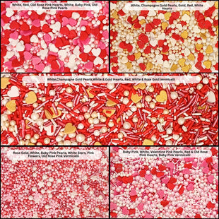 Valentine Sprinkles | 08 Edible Decoration for Baking & Dessert 100 Gms