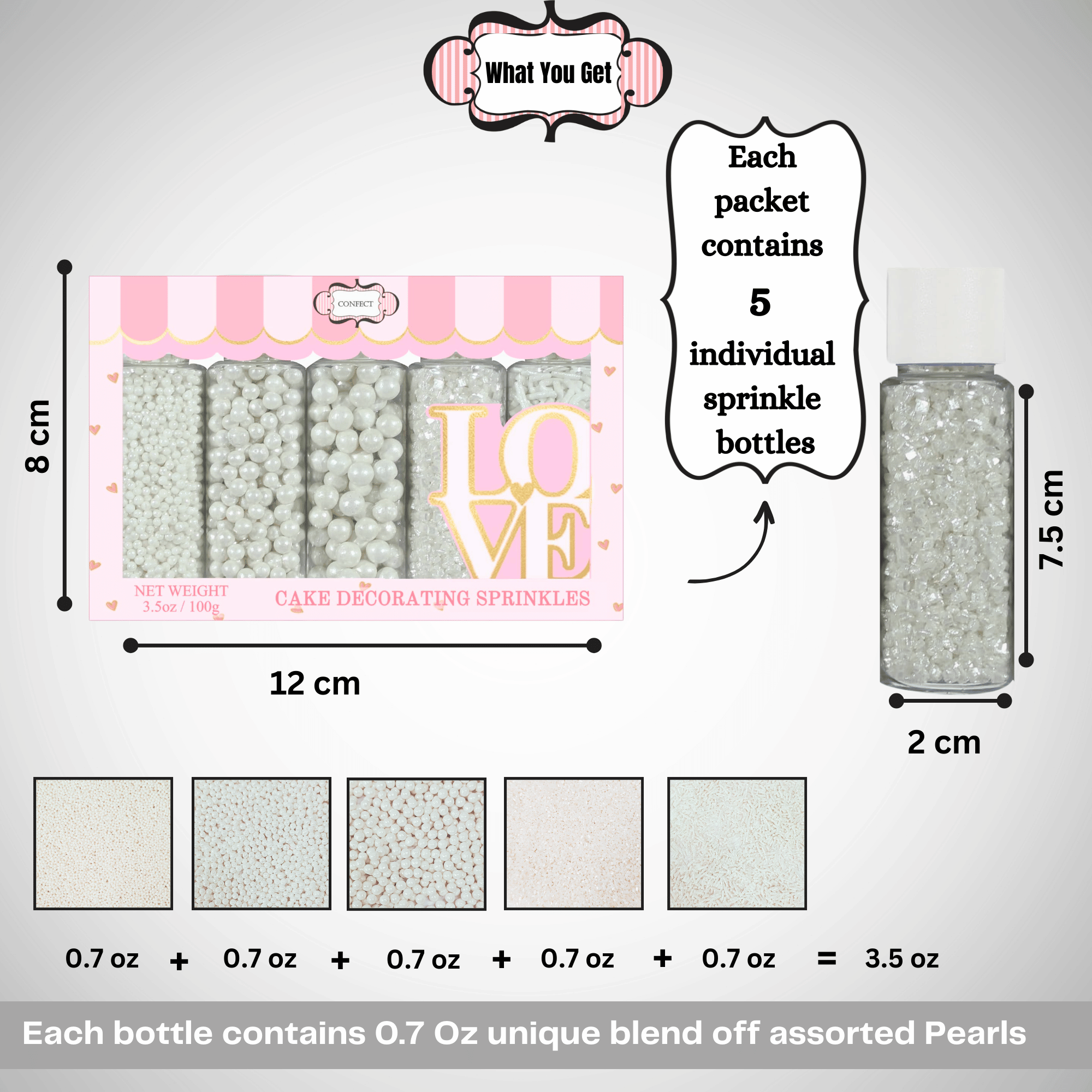 Sprinkles for Cakes & Cupcakes Decoration | USP-15 White