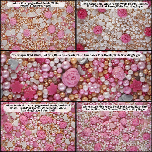 Silver Hearts & White Pearls | Edible Mother's Day Sprinkles