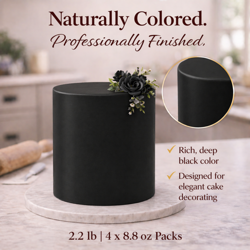 Black | Edible Natural Fondant (4 x 250g)