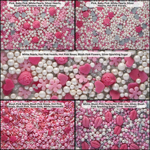 Silver Hearts & White Pearls | Edible Mother's Day Sprinkles