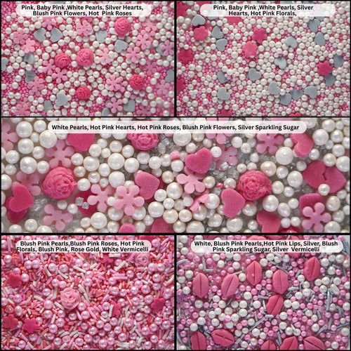 Silver Hearts & White Pearls | Edible Mother's Day Sprinkles