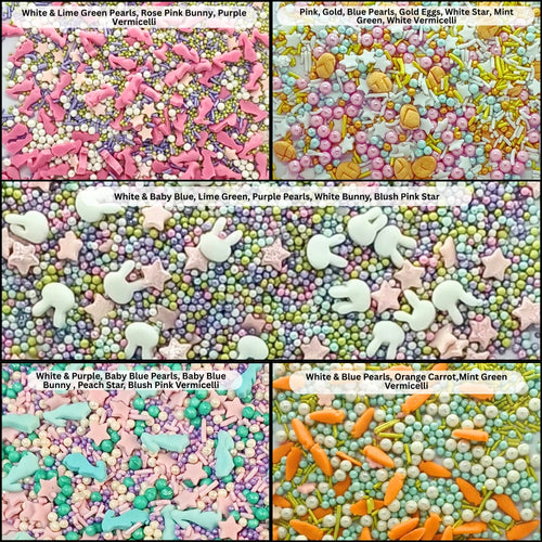 Spring Sprinkles Edible | Vermecelli, Pearls & Stars Sprinkles Pack of 5 (EAST 4) - 100Gms