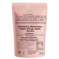 Fruity Classic Gummies | Pack of Strawberry, Watermelon, Grape, Orange, Apple, Banana Gummies | 300g