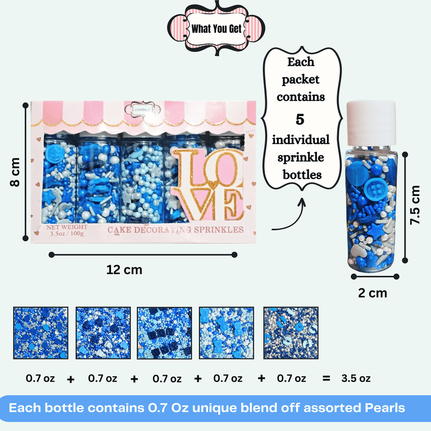 Boys Baby Shower Sprinkles | Gender Reveal Sprinkles | Edible Sprinkles Assorted