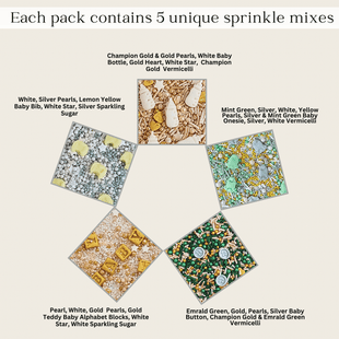 Baby Shower Sprinkles | Birthday Sprinkles | Gender Reveal Sprinkles Pack of 5 (BABY SHOWER -05)