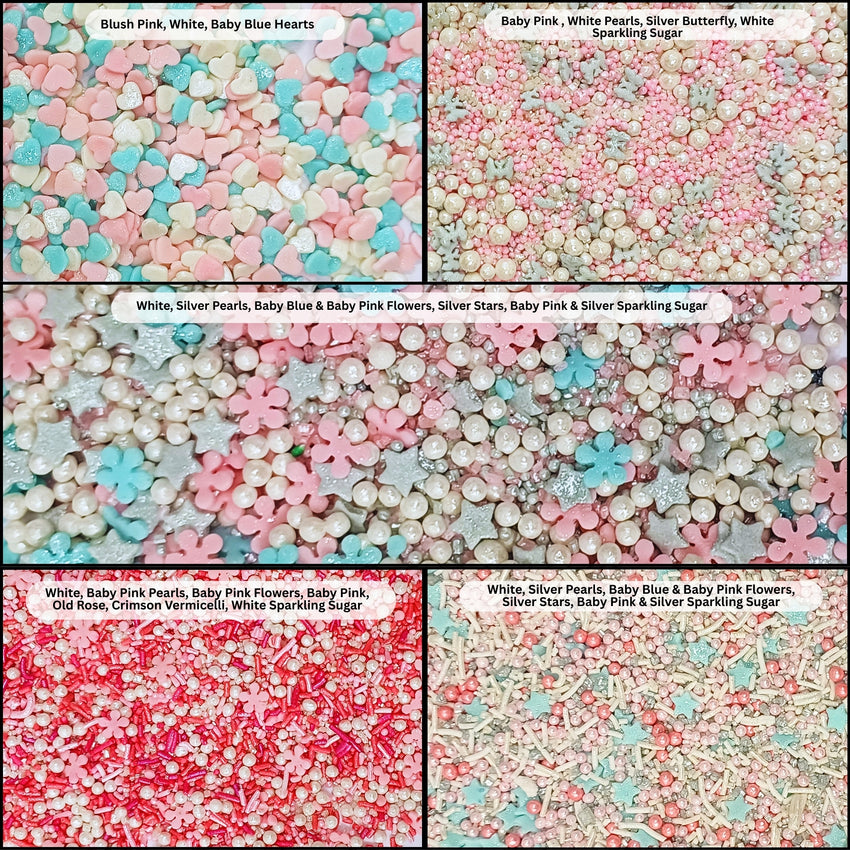 Valentine Sprinkles | 17 Edible Decoration for Baking & Dessert 100 Gms