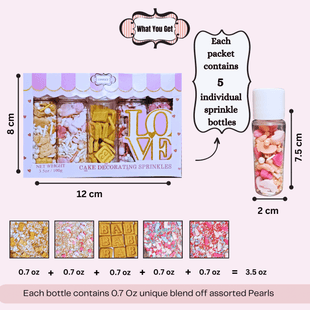 Girls Baby Shower Sprinkles | Edible Sprinkles | Mix Silver, Gold & Blush pink Sprinkles