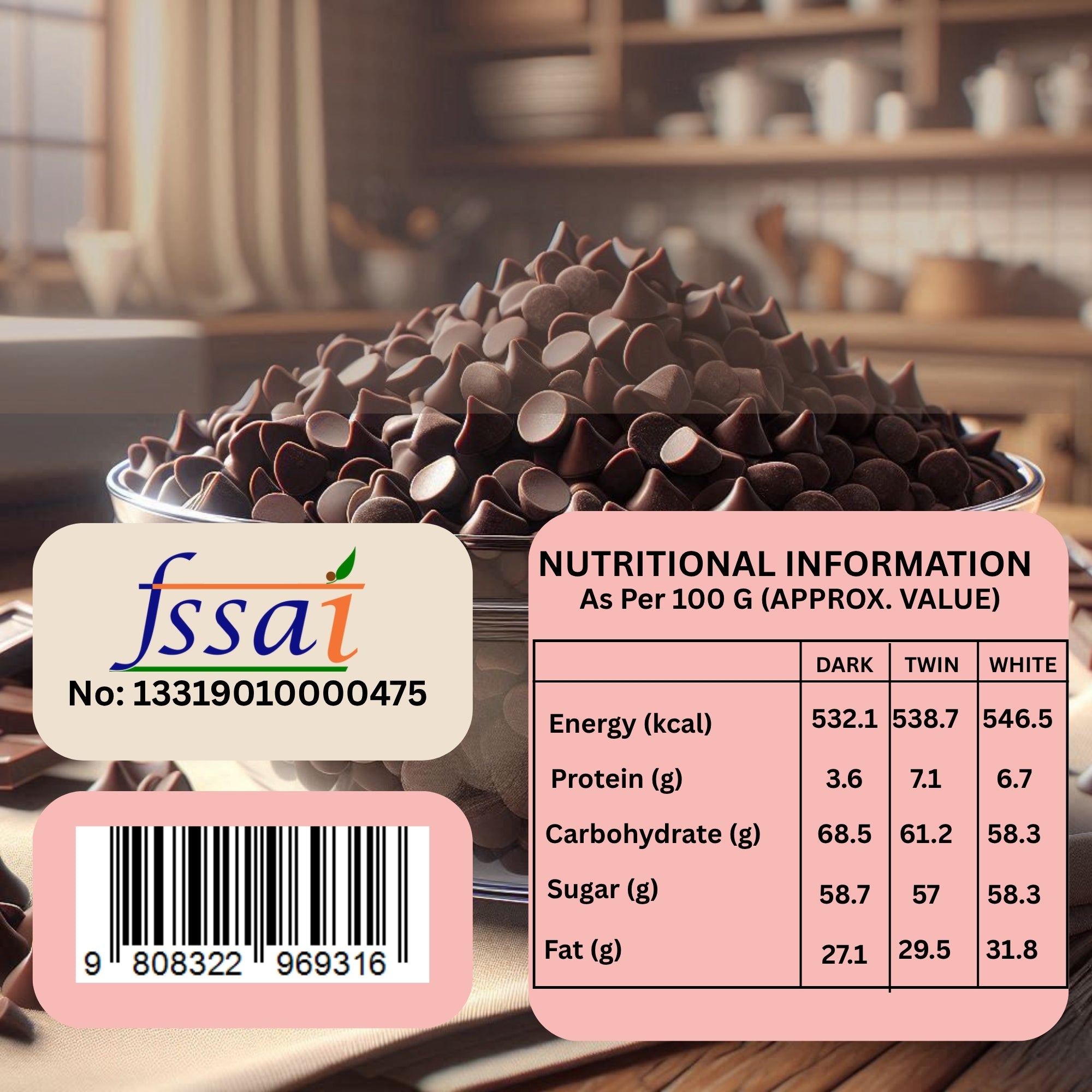 Dark Chocolate Chips 100g