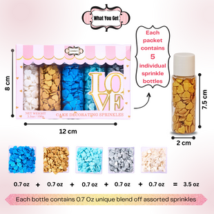 Valentine Sprinkles | 03 Edible Decoration for Baking & Dessert 100 Gms