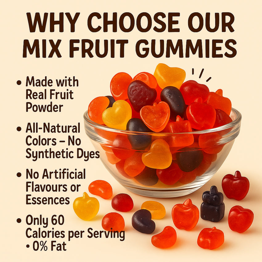 Tropical Vibes Gummies | Pack of Pineapple, Mango, Kiwi, Peach, Lemon, Cherry Gummies | 300g
