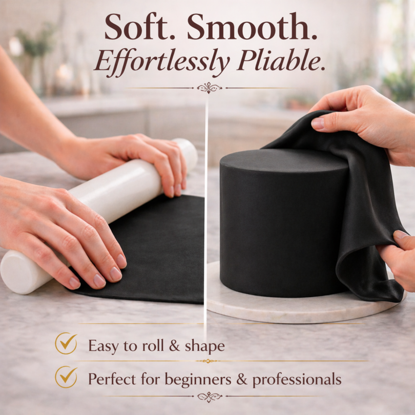 Black | Edible Natural Fondant (4 x 250g)