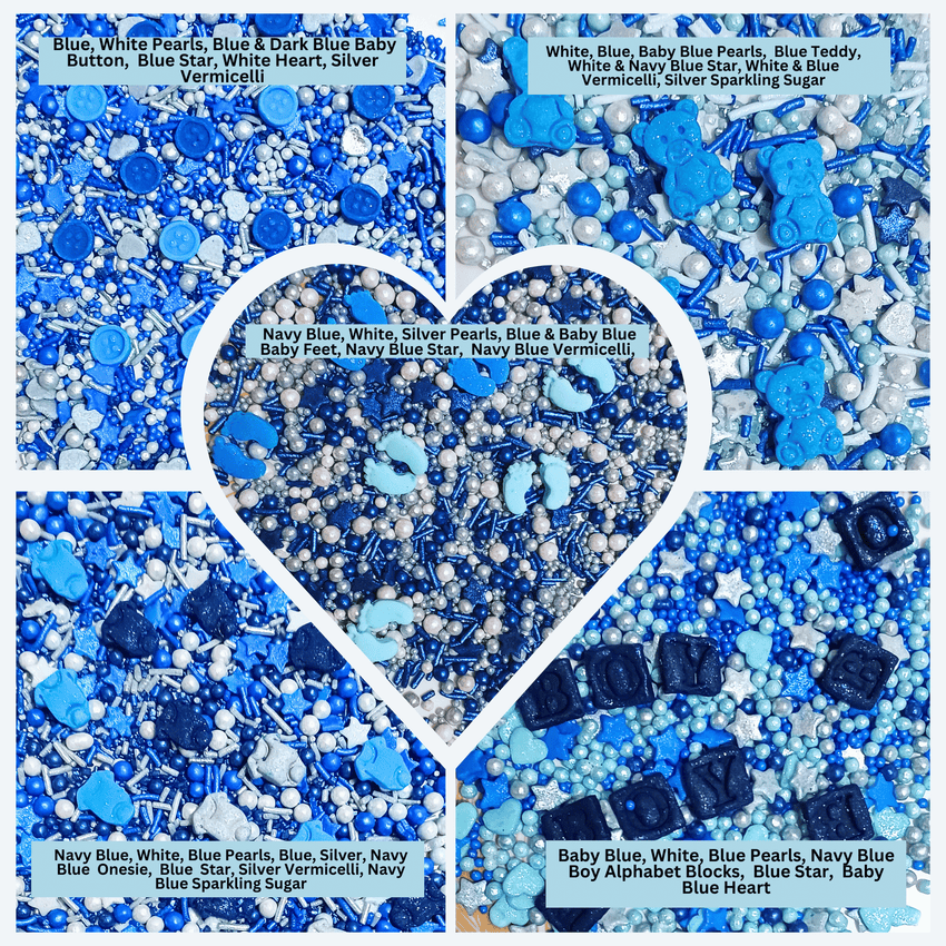 Boys Baby Shower Sprinkles | Gender Reveal Sprinkles | Edible Sprinkles Assorted