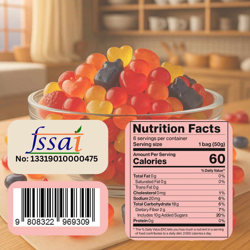 Mixed Meledy Gummies | Pack of Blueberry, Banana, Mango, Blackberry, Peach, Cranberry  Gummies | 300g