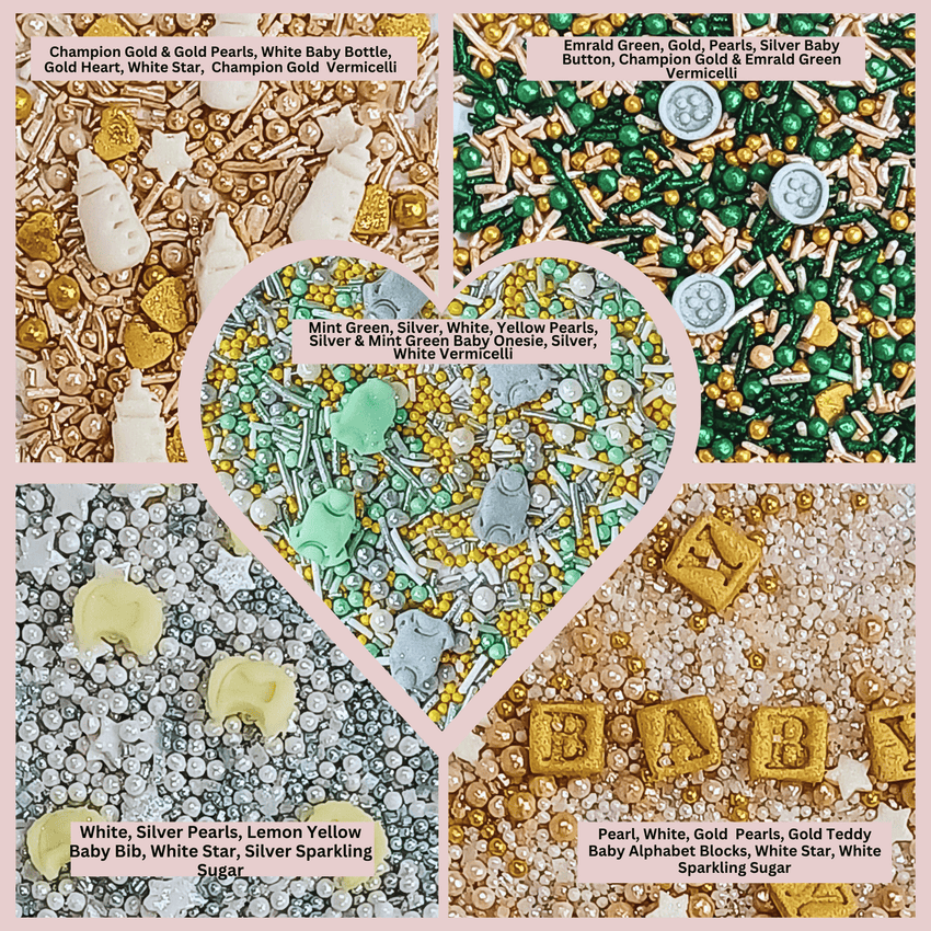 Baby Shower Sprinkles | Birthday Sprinkles | Gender Reveal Sprinkles Pack of 5 (BABY SHOWER -05)