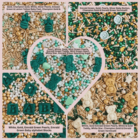 Baby Shower Sprinkles | Gender Reveal Sprinkles | Gold, Silver, Mint Green & Pearl Dragees Pack of 5 (BABY SHOWER -09)