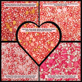 Valentine Sprinkles | 13 Edible Decoration for Baking & Dessert 100 Gms