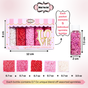 Valentine Sprinkles | 04 Edible Decoration for Baking & Dessert 100 Gms