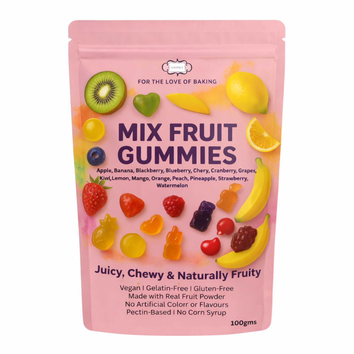 Mixed Meledy Gummies | Pack of Blueberry, Banana, Mango, Blackberry, Peach, Cranberry  Gummies | 300g